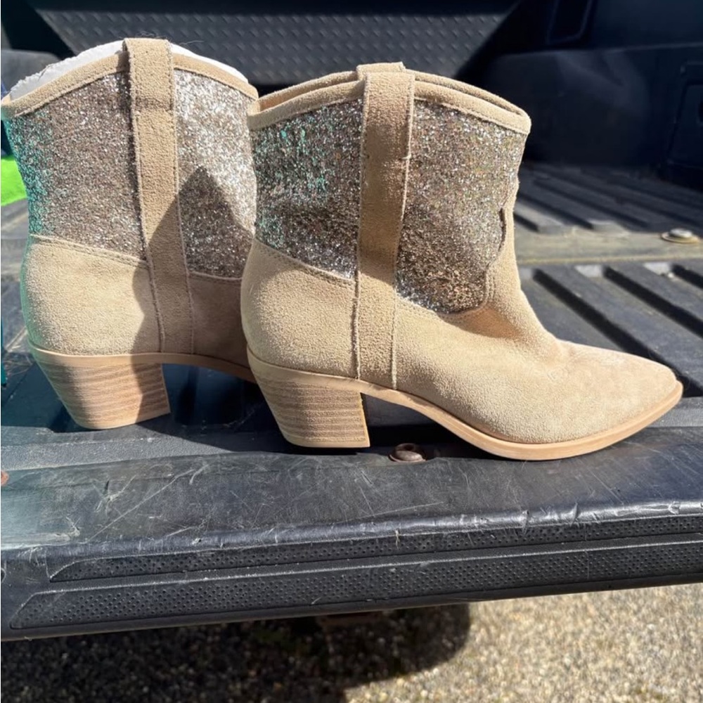 Glittery Tan Ankle Boots